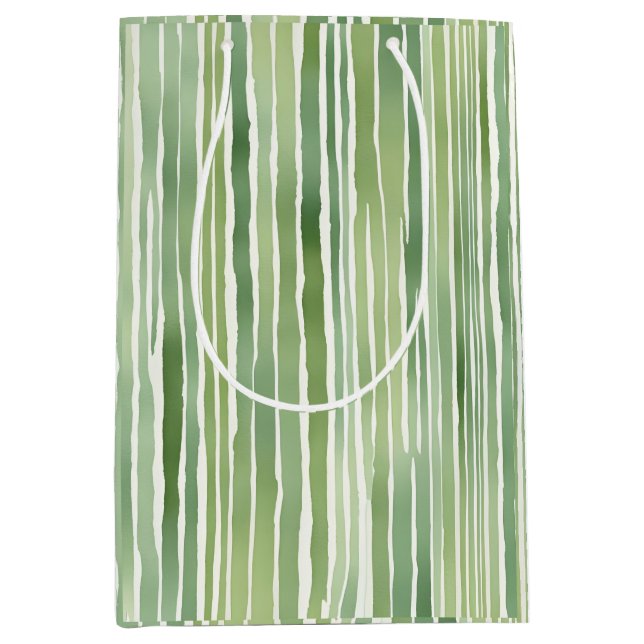 Bolsa De Regalo Mediana Rayas Verdes  (Anverso)