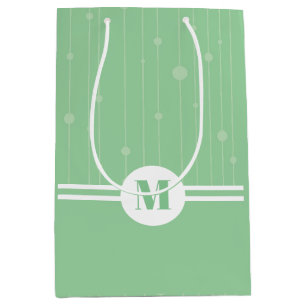 Bolsa De Regalo Mediana Rayas verdes de menta monograma pastel mínimo