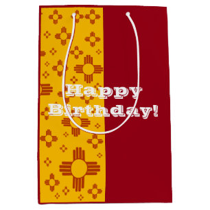 Bolsa De Regalo Mediana Rayas verticales Zia Sol Rojo Amarillo Nuevo Méxic