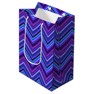 Bolsa De Regalo Mediana Rayas zigzag azules y violetas