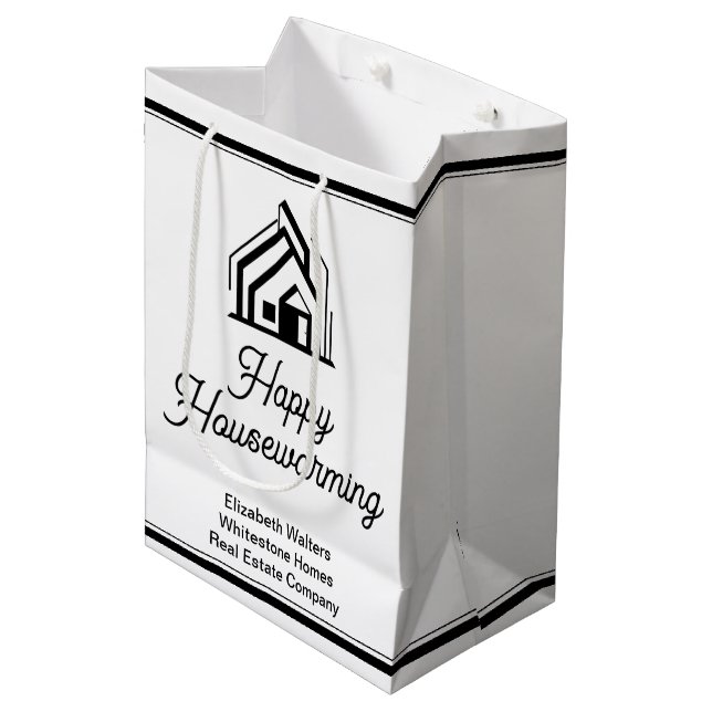 Bolsa De Regalo Mediana Real Estate Company Logo Custom Housewarming (Angulo Anverso)