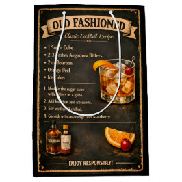 Bolsa De Regalo Mediana Receta de Cóctel Old Fashioned al Estilo Vintage