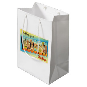 Bolsa De Regalo Mediana Recuerdo viejo del viaje del vintage de Detroit