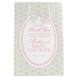 Bolsa De Regalo Mediana Recuerdos de bebé vintage verdes con flores elegan
