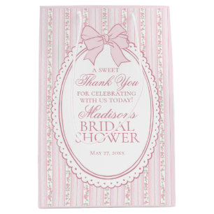 Bolsa De Regalo Mediana Recuerdos Vintage Rosados Elegantes Florales para