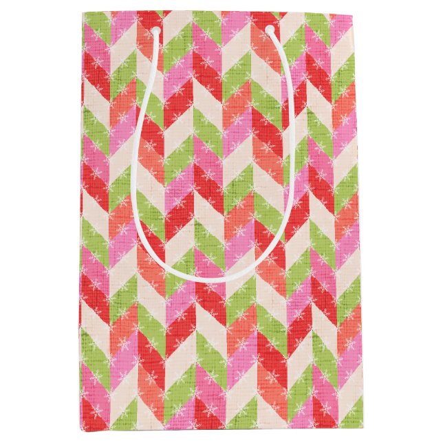 Bolsa De Regalo Mediana Red chevron twinkle Gift Bag (Anverso)