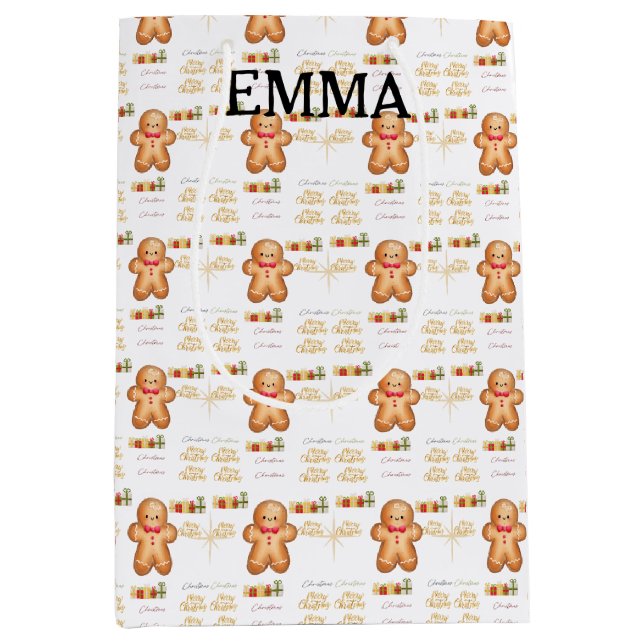 Bolsa De Regalo Mediana red Christmas  happy day and Christmas stocking (Anverso)