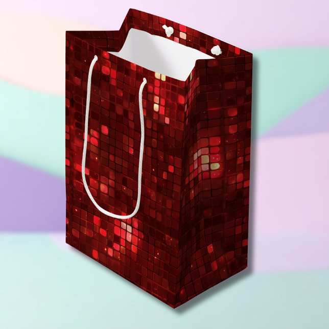 Bolsa De Regalo Mediana Red Disco Style Squares Valentine Pattern (Subido por el creador)