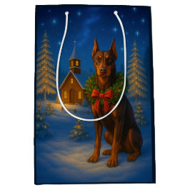 Bolsa De Regalo Mediana Red Doberman Holiday 