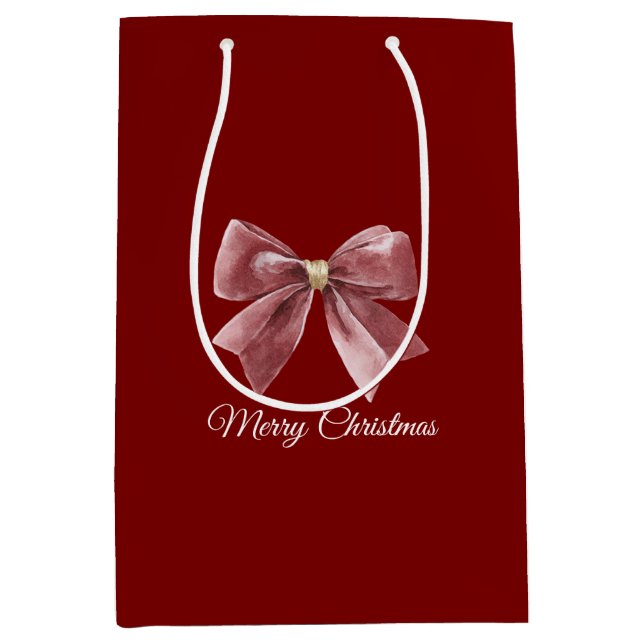 Bolsa De Regalo Mediana Red Gold Bow Christmas (Anverso)