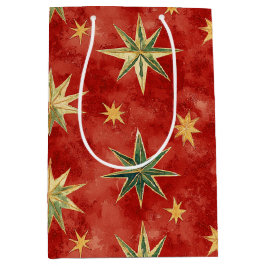 Bolsa De Regalo Mediana Red Green Gold Stars Christmas