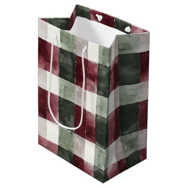 Bolsa De Regalo Mediana Red Green Plaid Stripes Rusos Navidades (Angulo Anverso)