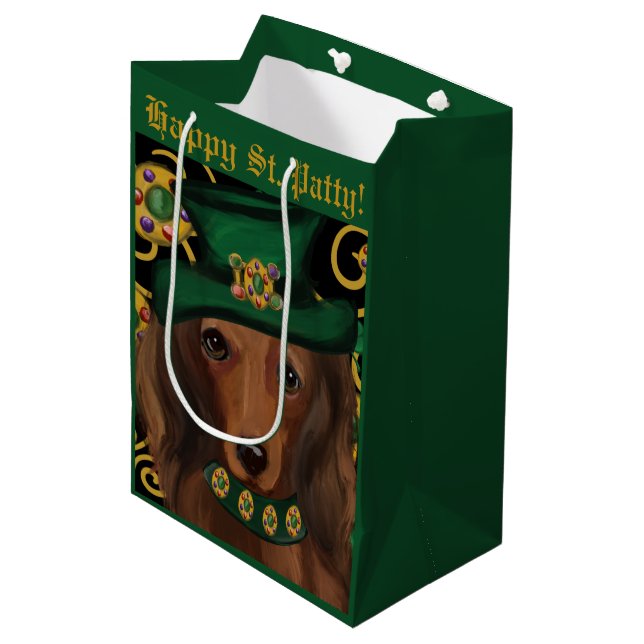 Bolsa De Regalo Mediana Red Long Haired Dachshund (Angulo Anverso)