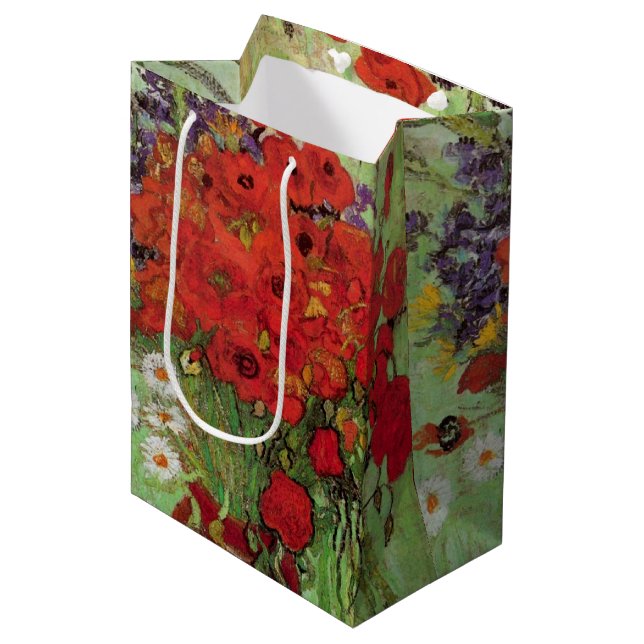 Bolsa De Regalo Mediana Red Poppies and Daisies by Vincent van Gogh (Angulo Anverso)