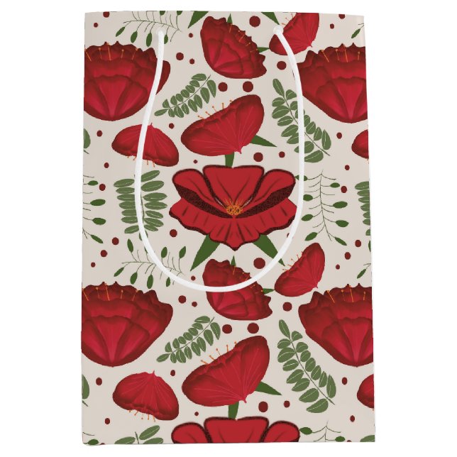 Bolsa De Regalo Mediana Red Poppy Baby Shower (Anverso)