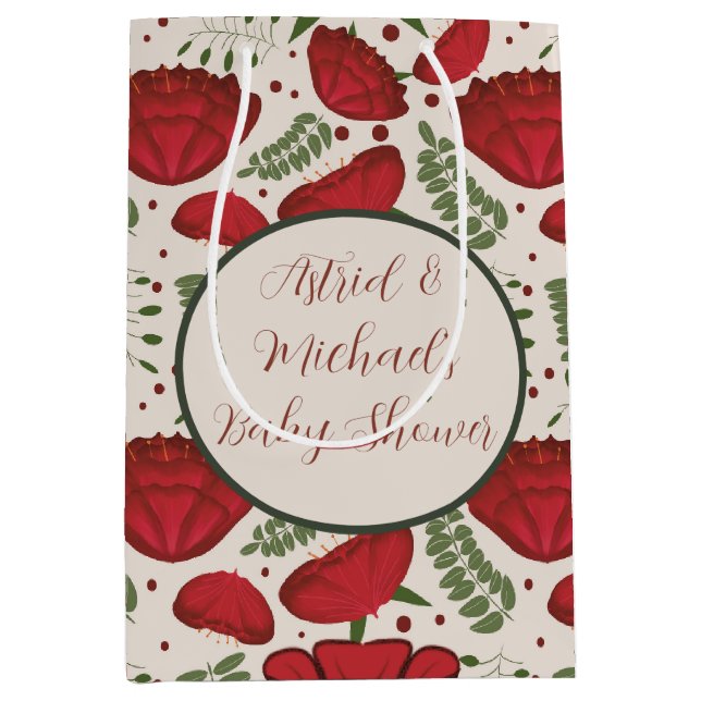 Bolsa De Regalo Mediana Red Poppy Baby Shower (Anverso)