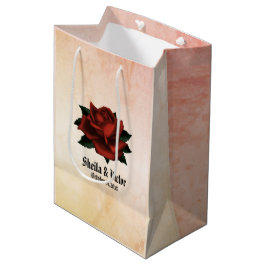 Bolsa De Regalo Mediana Red Rose Gothic Boda Personalizado Peach