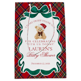 Bolsa De Regalo Mediana Red Tartan Plaid Christmas Bear Baby Shower Favors