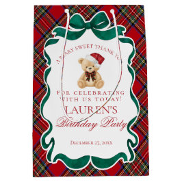 Bolsa De Regalo Mediana Red Tartan Plaid Christmas Bear Birthday Favors