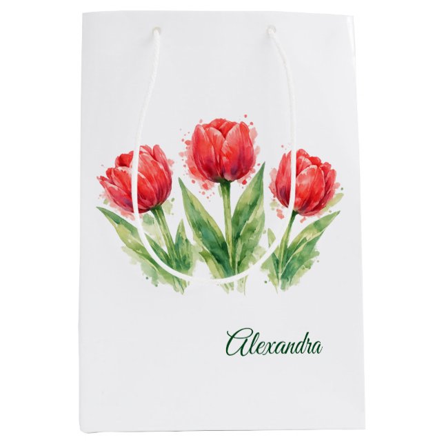 Bolsa De Regalo Mediana Red Tulips Paper Cup (Anverso)