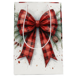Bolsa De Regalo Mediana Red Watercolor Christmas Bow Gift Bag
