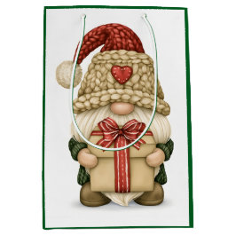 Bolsa De Regalo Mediana Regalando Gnomo de Navidad