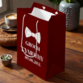 Bolsa De Regalo Mediana Regalo de Boda Burgundy Elegante Moderno Novio