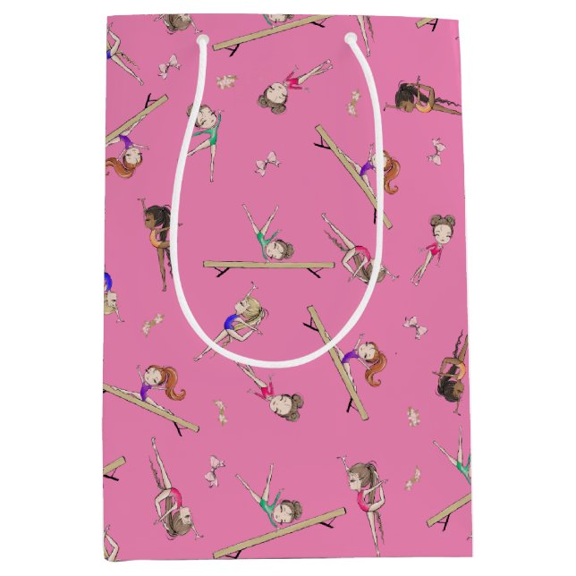 Bolsa De Regalo Mediana Regalo de cumpleaños de gimnasia de chicas (Anverso)