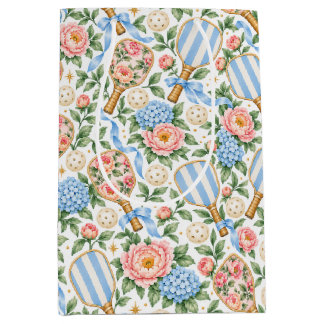 Bolsa De Regalo Mediana Regalo de Jugador de Pickleball Floral Azul Elegan