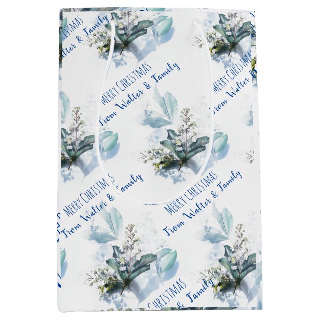 Bolsa De Regalo Mediana Regalo de Navidad con nombre personalizado de acua (Anverso)