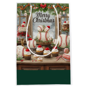 Bolsa De Regalo Mediana Regalo de Navidad de béisbol en panadería medio