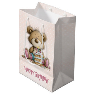 Bolsa De Regalo Mediana Regalo de osito de peluche para cumpleaños de niña