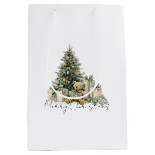 Bolsa De Regalo Mediana Regalos de osito de peluche de árbol de Navidad ve
