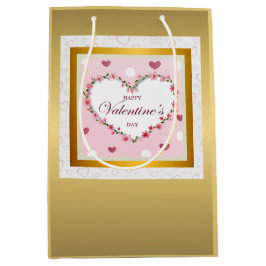 Bolsa De Regalo Mediana Regalos del Día de San Valentín de Corazones Flora