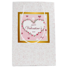 Bolsa De Regalo Mediana Regalos del Día de San Valentín de Corazones Flora
