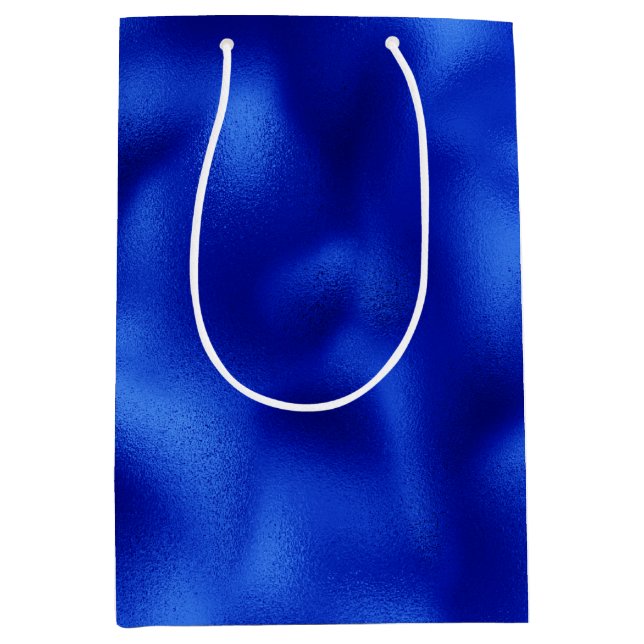 Bolsa De Regalo Mediana Relieve metalizado Azul Real Hanukkah (Anverso)
