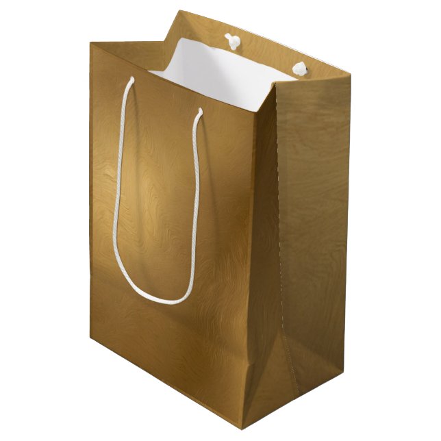 Bolsa De Regalo Mediana Relieve metalizado dorado elegante (Angulo Anverso)