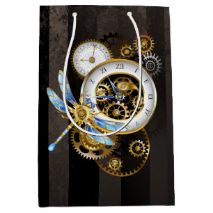 Bolsa De Regalo Mediana Reloj de vapor con libélula mecánica