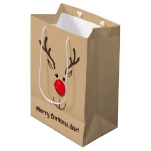 Bolsa De Regalo Mediana Reno lindo "Feliz Navidad, ciervo"