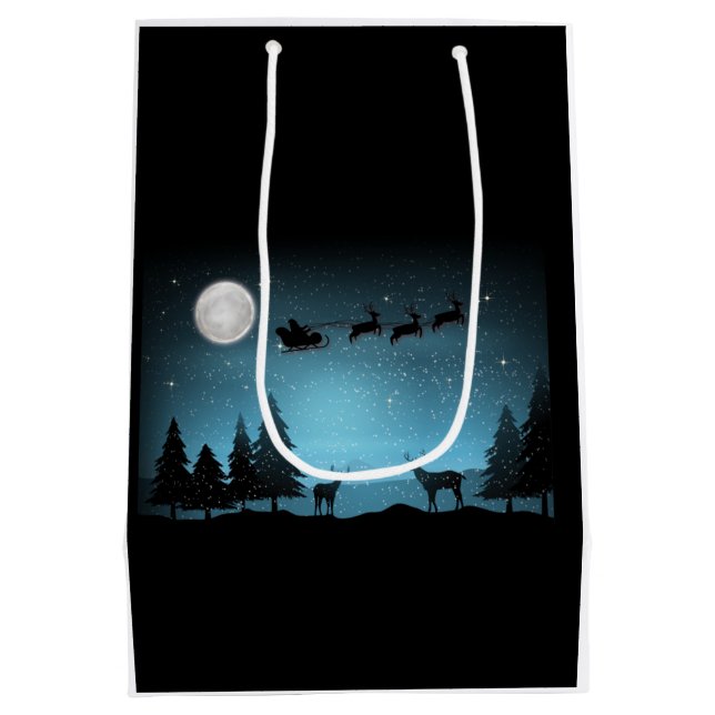 Bolsa De Regalo Mediana Renos Adorables De Noche (Reverso)