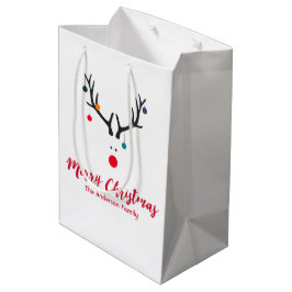 Bolsa De Regalo Mediana Renos renos minimalistas divertidos sobre blancos
