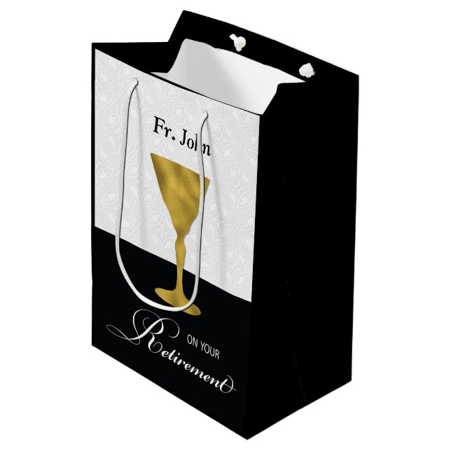 Bolsa De Regalo Mediana Rentabilidad del sacerdote de nombre personalizado (Angulo Anverso)