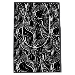 Bolsa De Regalo Mediana Resumen creativo negro y blanco transparente