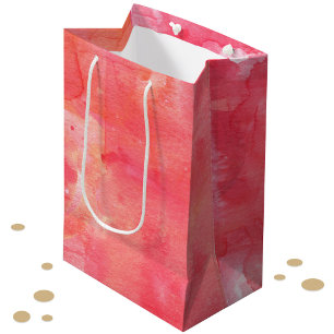 Bolsa De Regalo Mediana Resumen de acuarela rosa de Confetti pintado