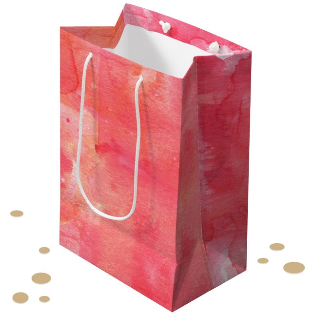 Bolsa De Regalo Mediana Resumen de acuarela rosa de Confetti pintado (Pretty pink watercolor abstract textured pattern gift bag)