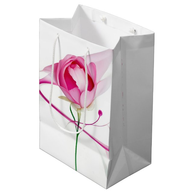 Bolsa De Regalo Mediana Resumen de Birday Pink Peony Bud (Angulo Anverso)