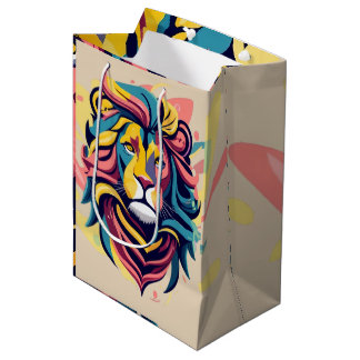 Bolsa De Regalo Mediana Resumen de Lion Head Art