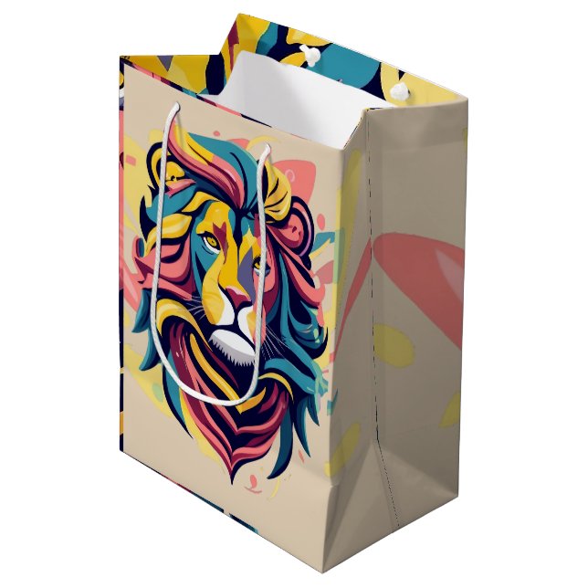 Bolsa De Regalo Mediana Resumen de Lion Head Art (Angulo Anverso)