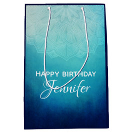 Bolsa De Regalo Mediana Resumen de Mandala azul de bonito