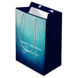 Bolsa De Regalo Mediana Resumen de Mandala azul de bonito